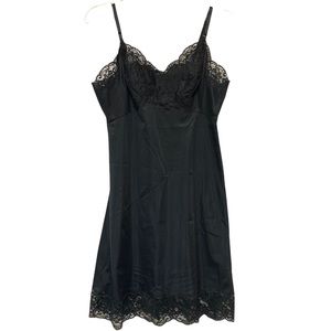 Vintage Vanity Fair Black Slip Lace Trim Adjustable Size 34